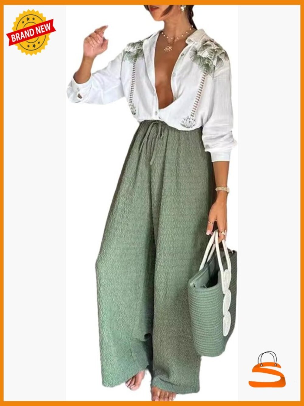 Long Sleeve 2 Piece Set Flare Pants Lapel Top Casual Streetwear - Picture 1 of 6